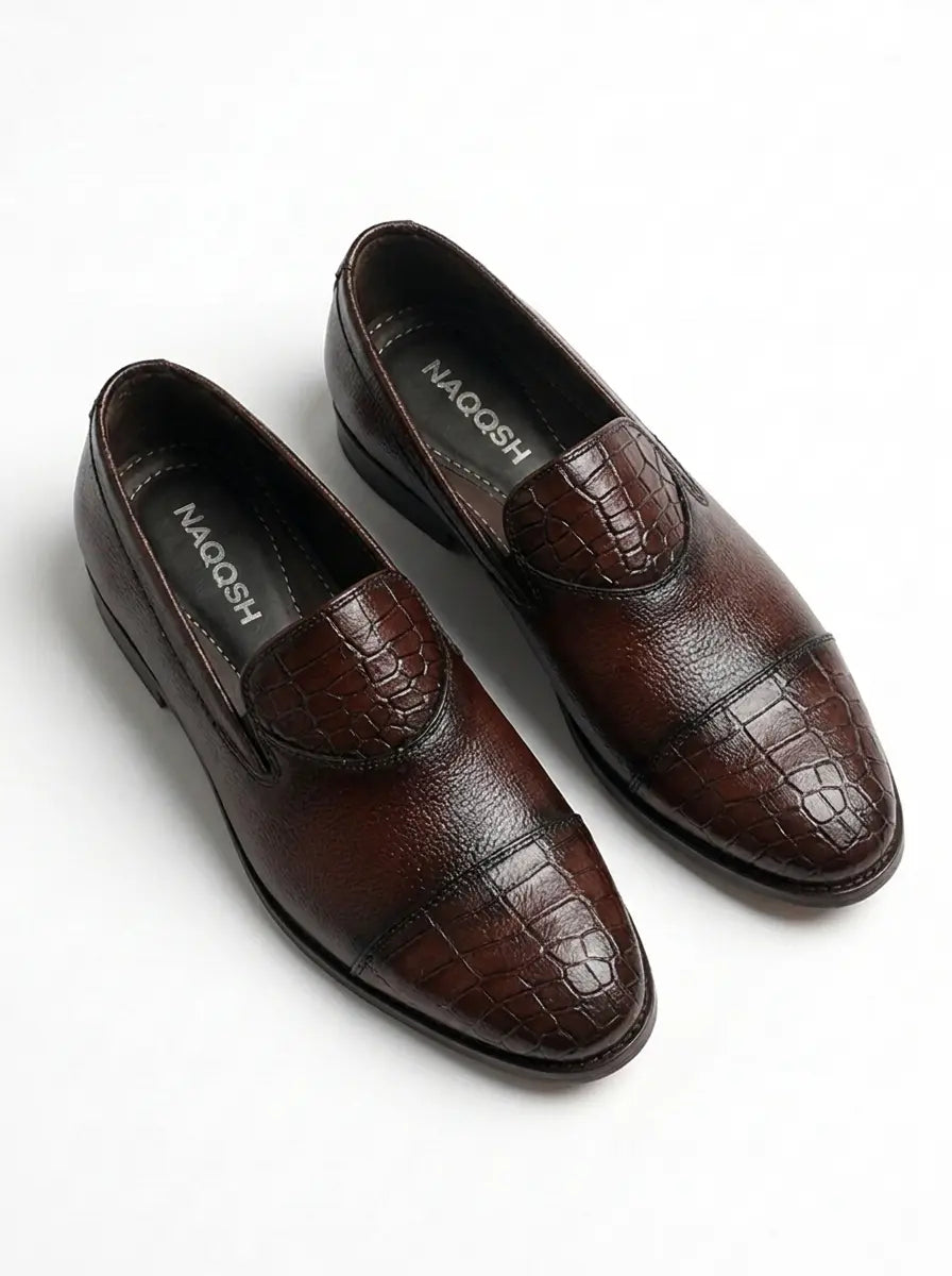 BURGUNDY BROWN CROCS LOAFERS
