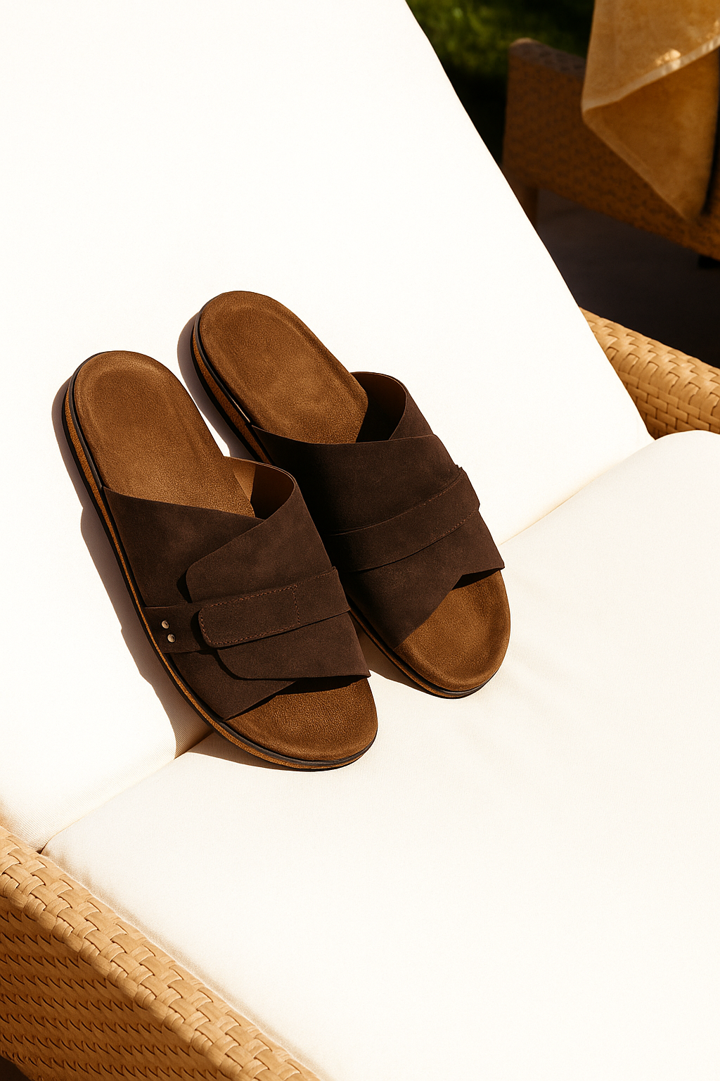 DARK BROWN SUEDE LEATHER SLIDES