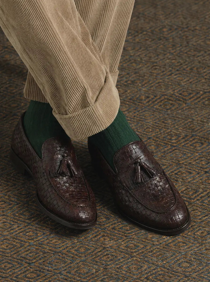 DARK BROWN WOVEN TASSEL LOAFER