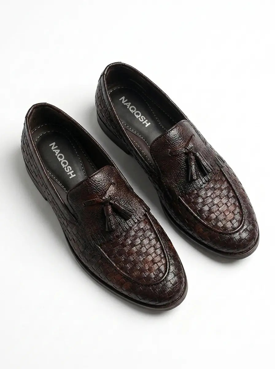 DARK BROWN WOVEN TASSEL LOAFER