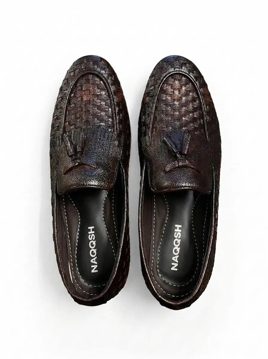 DARK BROWN WOVEN TASSEL LOAFER