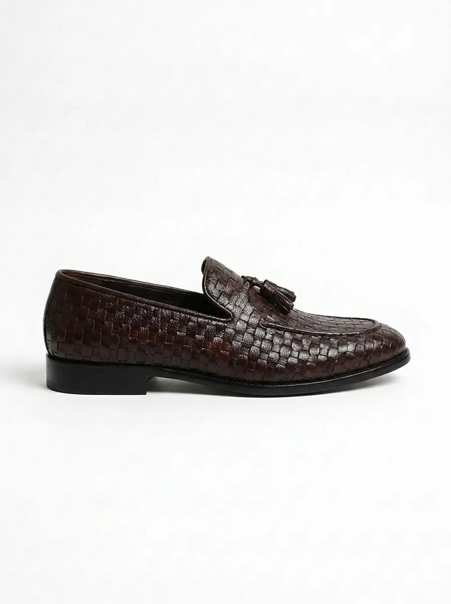 DARK BROWN WOVEN TASSEL LOAFER